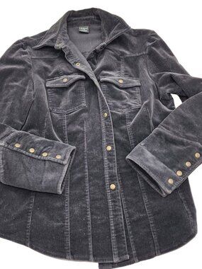 Tribal Black Corduroy Snap close Jacket Womens Size Large